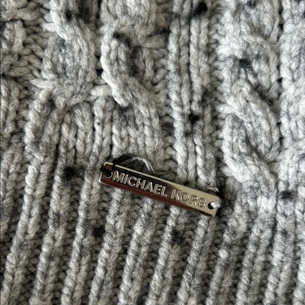 Michael Kors Gray Cable-Knit Cold Shoulder Sweater S - Picture 3 of 9